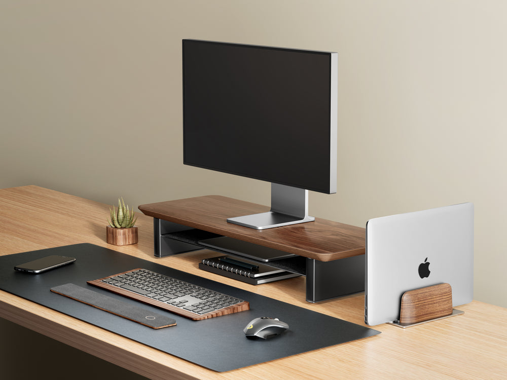 Alberenz® Monitorständer aus Walnussholz - 1 Monitor