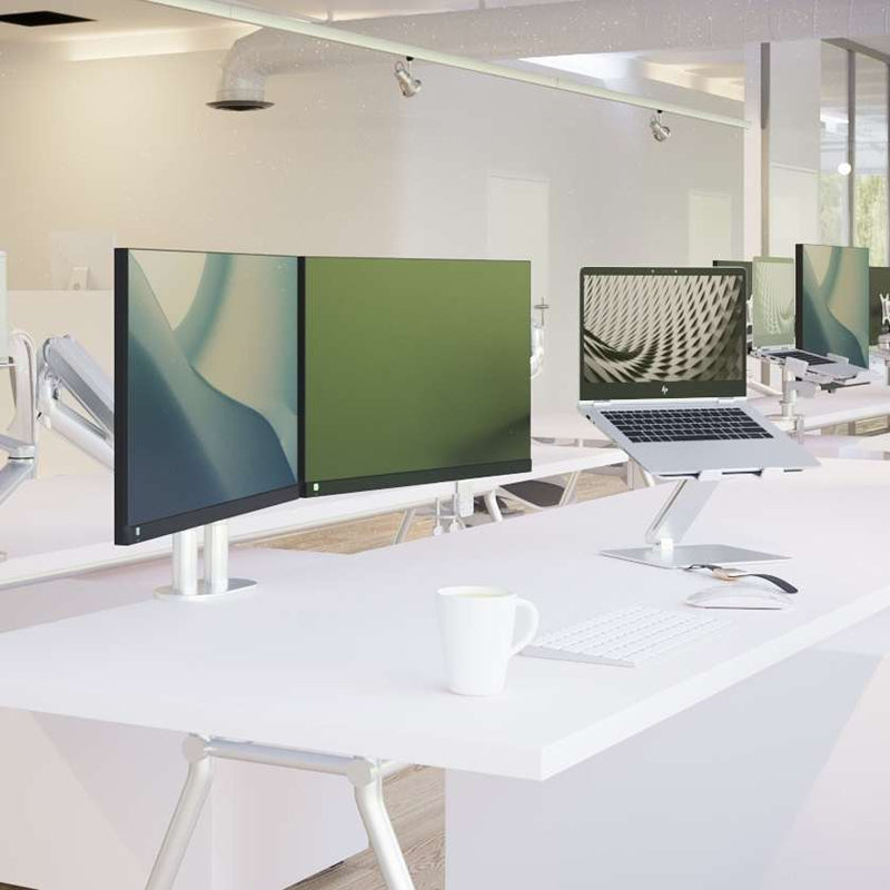 Alberenz® Doppel Monitorarm mit Gasfeder Silber