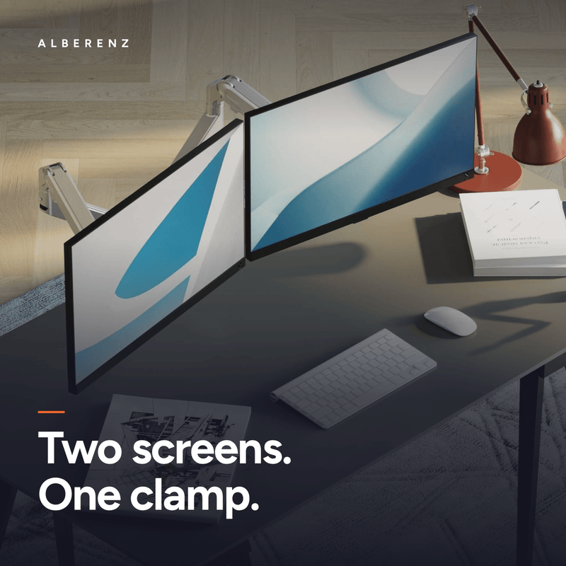 Alberenz® Double Monitor Arm With Gas Spring Silver