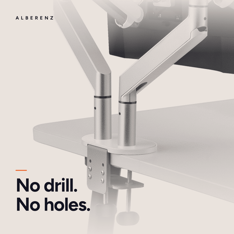 Alberenz® Double Monitor Arm With Gas Spring Silver
