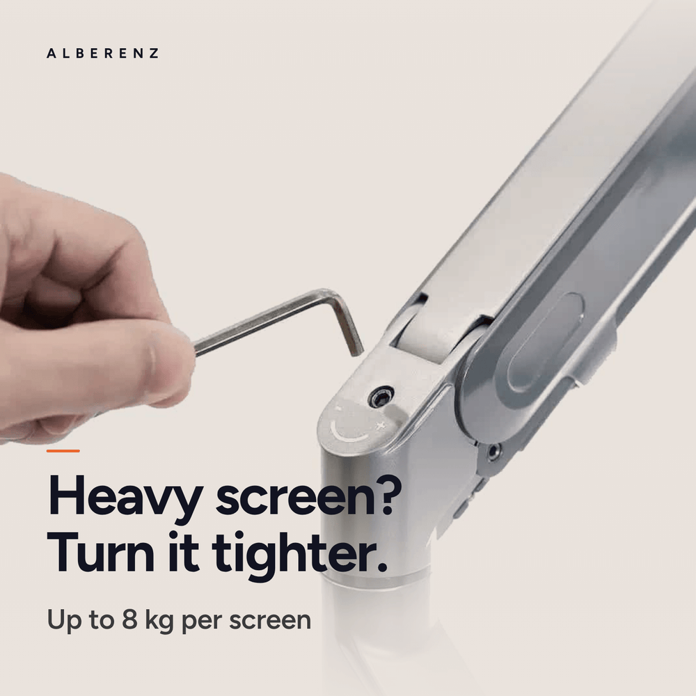 Alberenz® Double Monitor Arm With Gas Spring Silver