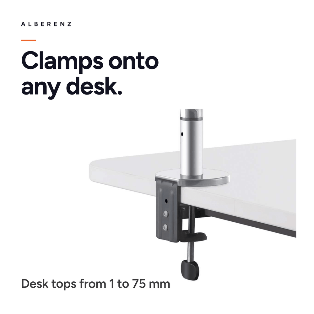 Alberenz® Monitorhalterung mit Gasfeder Silber