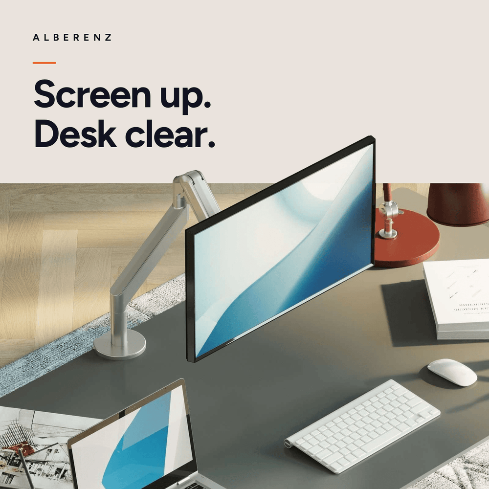 Alberenz® Monitorhalterung mit Gasfeder Silber
