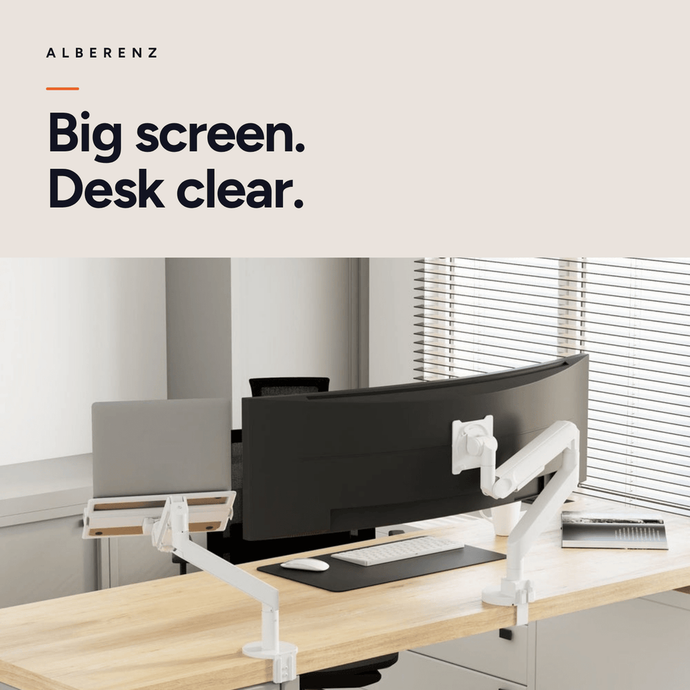 Alberenz® Heavy Duty Gas Spring Monitor Mount White (up to 57 inches)