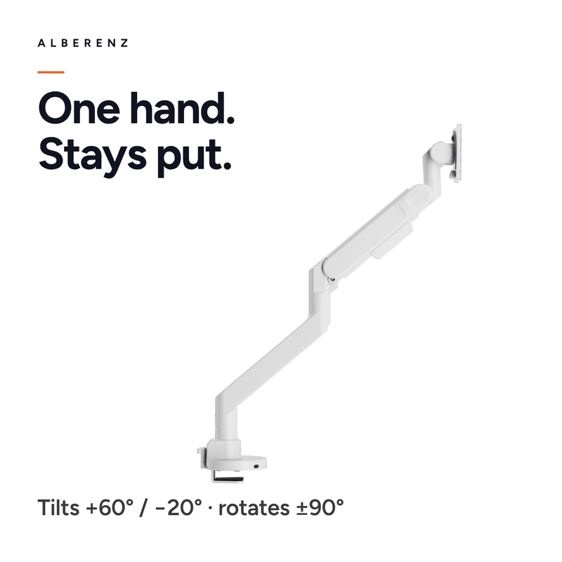 Alberenz® Heavy Duty Gas Spring Monitor Mount White (up to 57 inches)