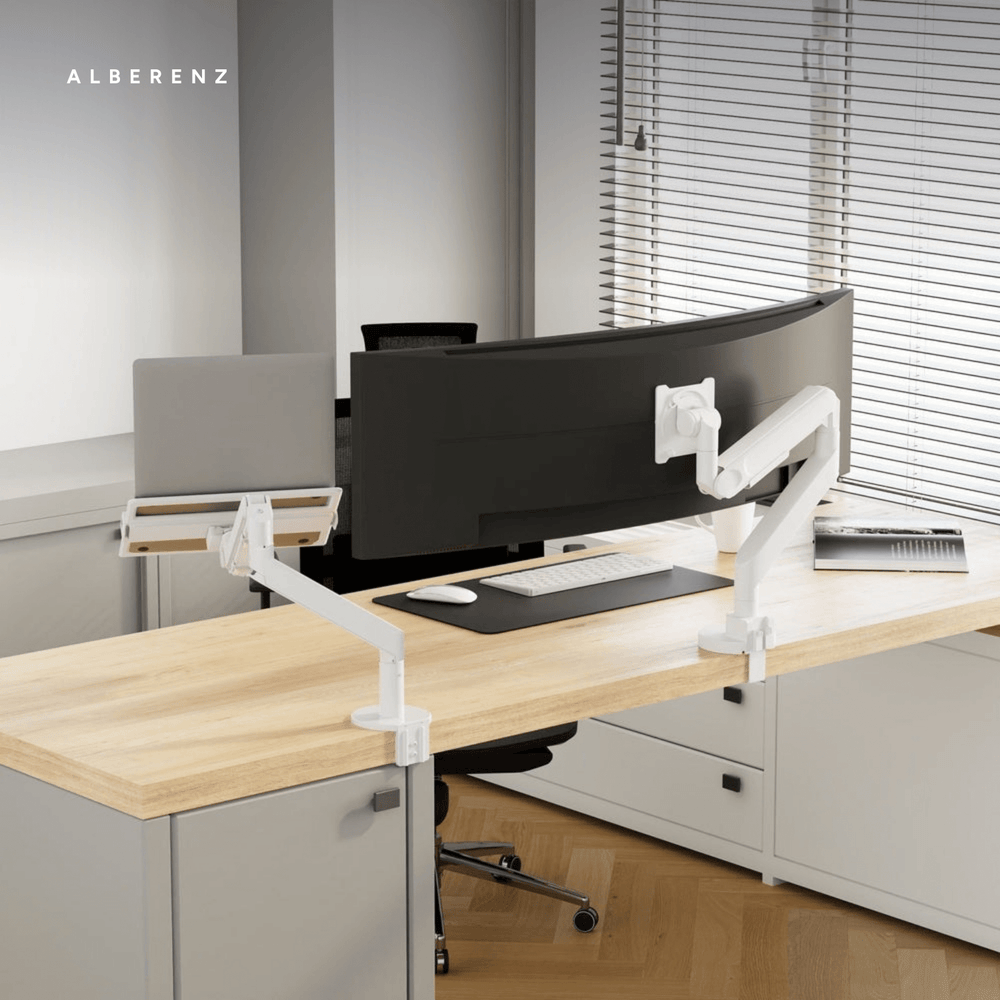 Alberenz® Heavy Duty Gas Spring Monitor Mount White (up to 57 inches)
