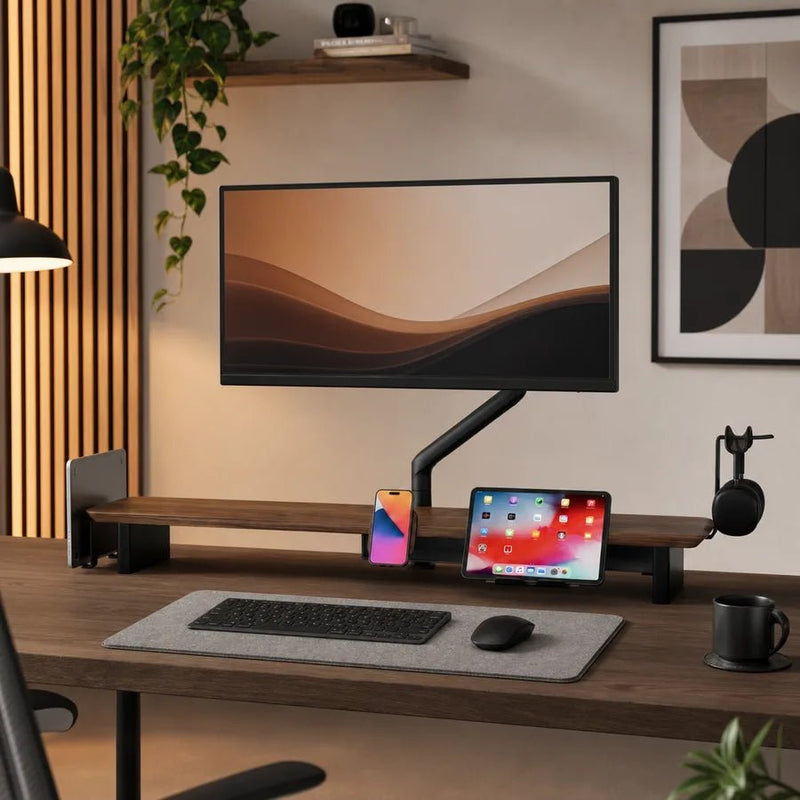 Alberenz® Einzelner Monitorarm mit USB-C & USB-A — Schwarz