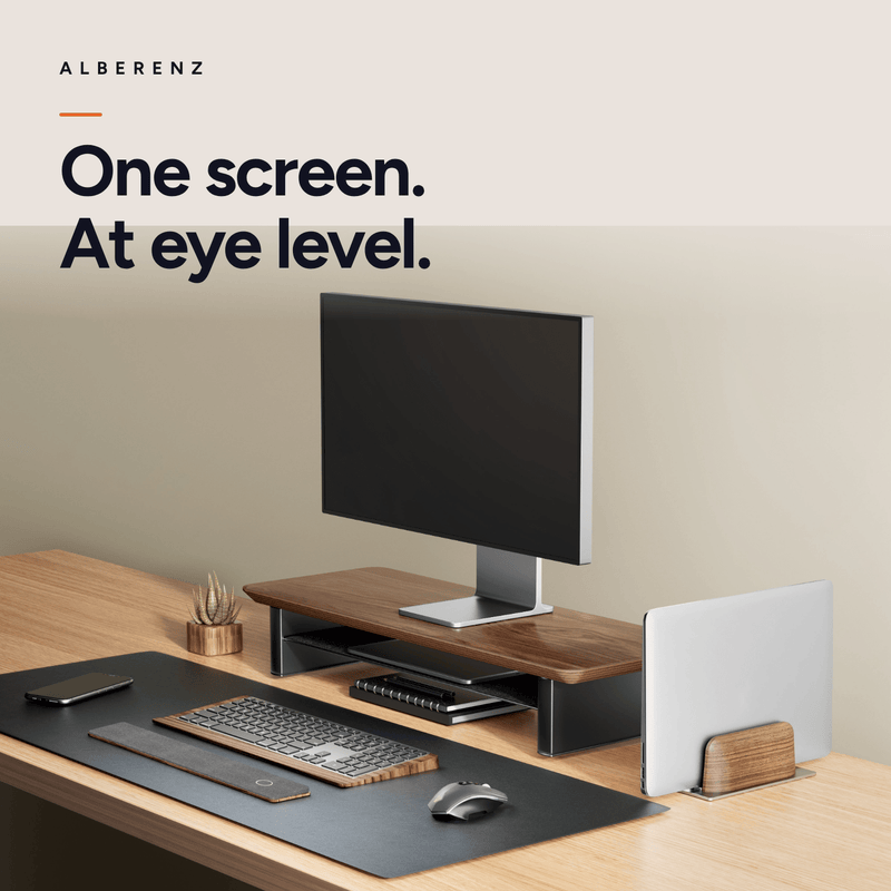 Alberenz® Monitorständer aus Walnussholz - 1 Monitor