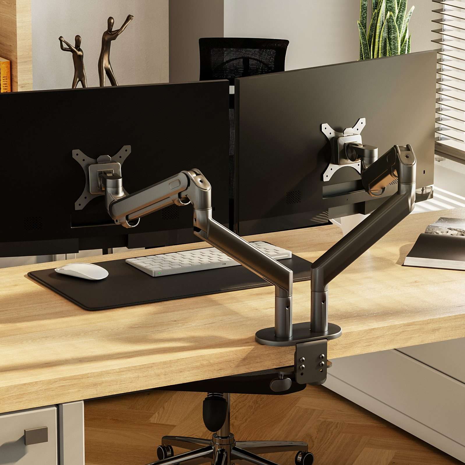 Alberenz Double Monitor Arm With Gas Spring Dark Gray - Alberenz -