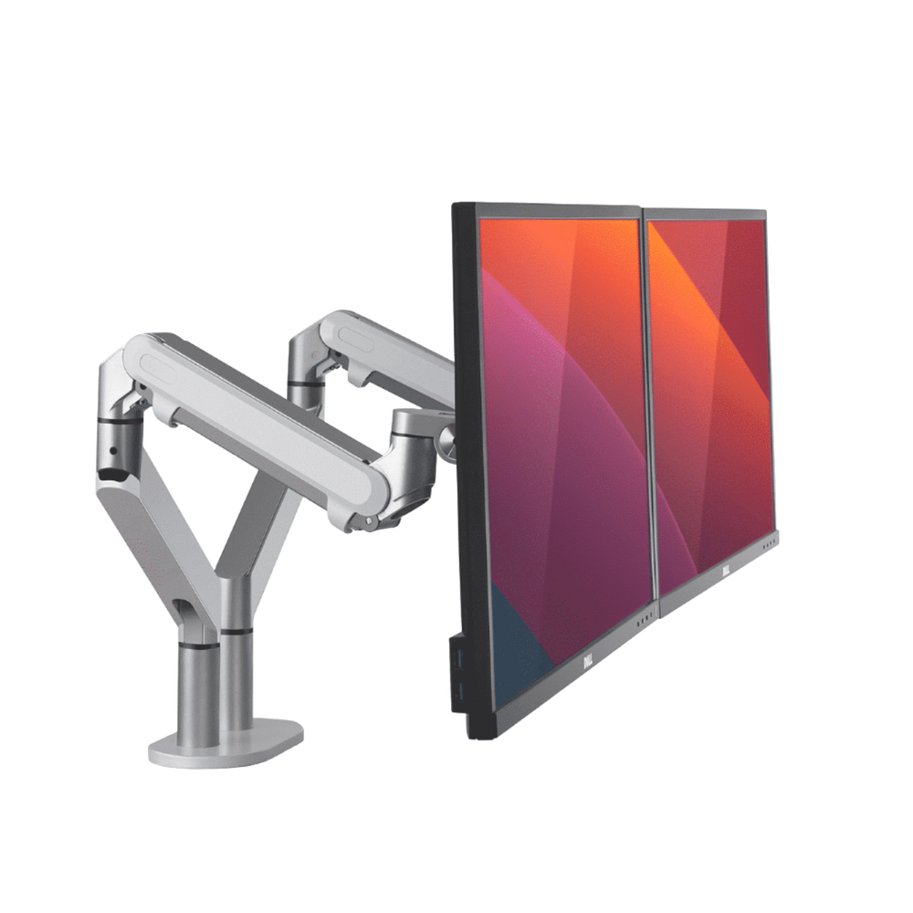 Alberenz® Doppel Monitorarm mit Gasfeder Silber