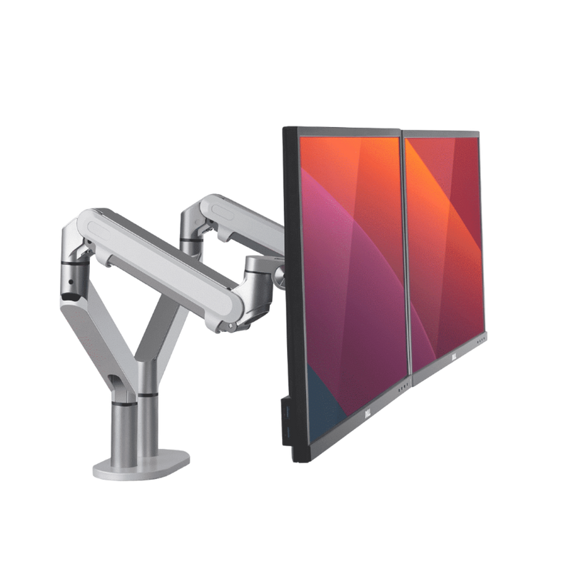 Alberenz® Double Monitor Arm With Gas Spring Silver - Alberenz -