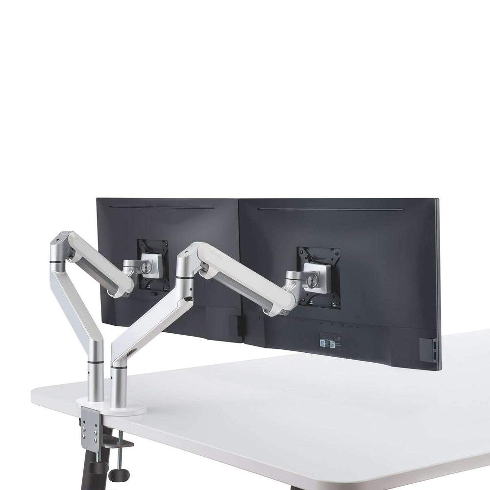 Alberenz® Doppel Monitorarm mit Gasfeder Silber