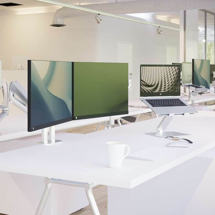 Alberenz® Doppel Monitorarm mit Gasfeder Silber