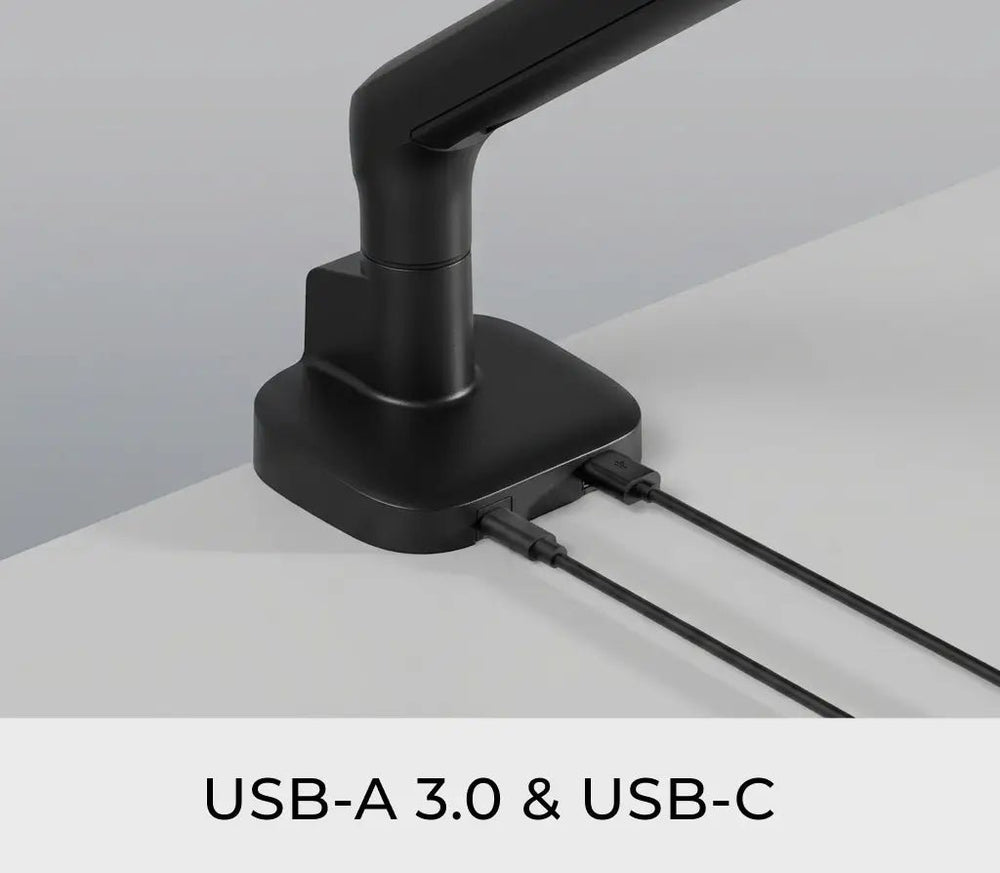 Alberenz Doppel-Monitorhalter Gasfeder - Bis zu 35" - Mit USB - Schwarz