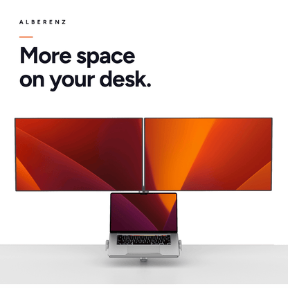 Alberenz dual monitor arm with laptop tray, silver: more space on your desk