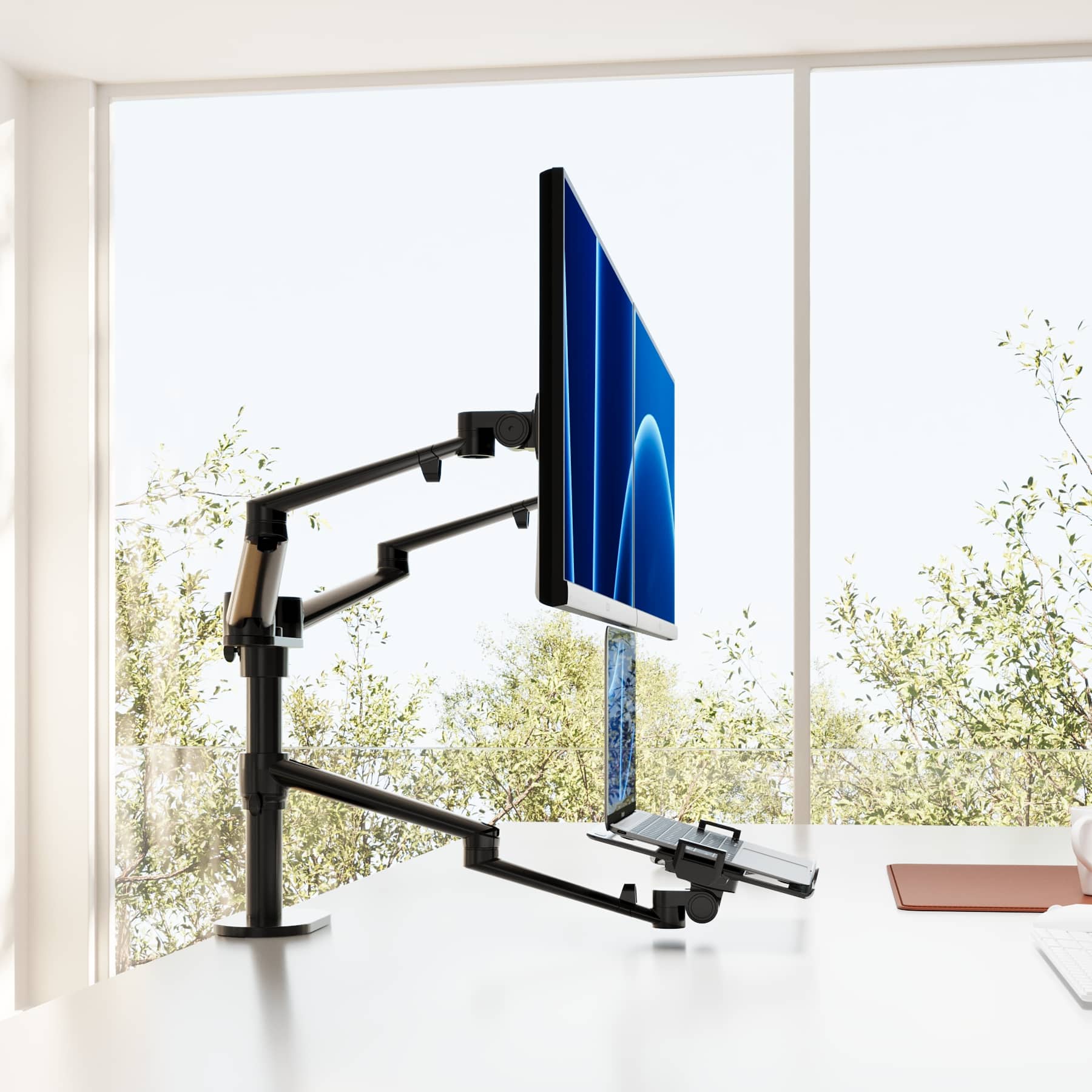 Alberenz dubbele monitorarm met laptop standaard - Alberenz -