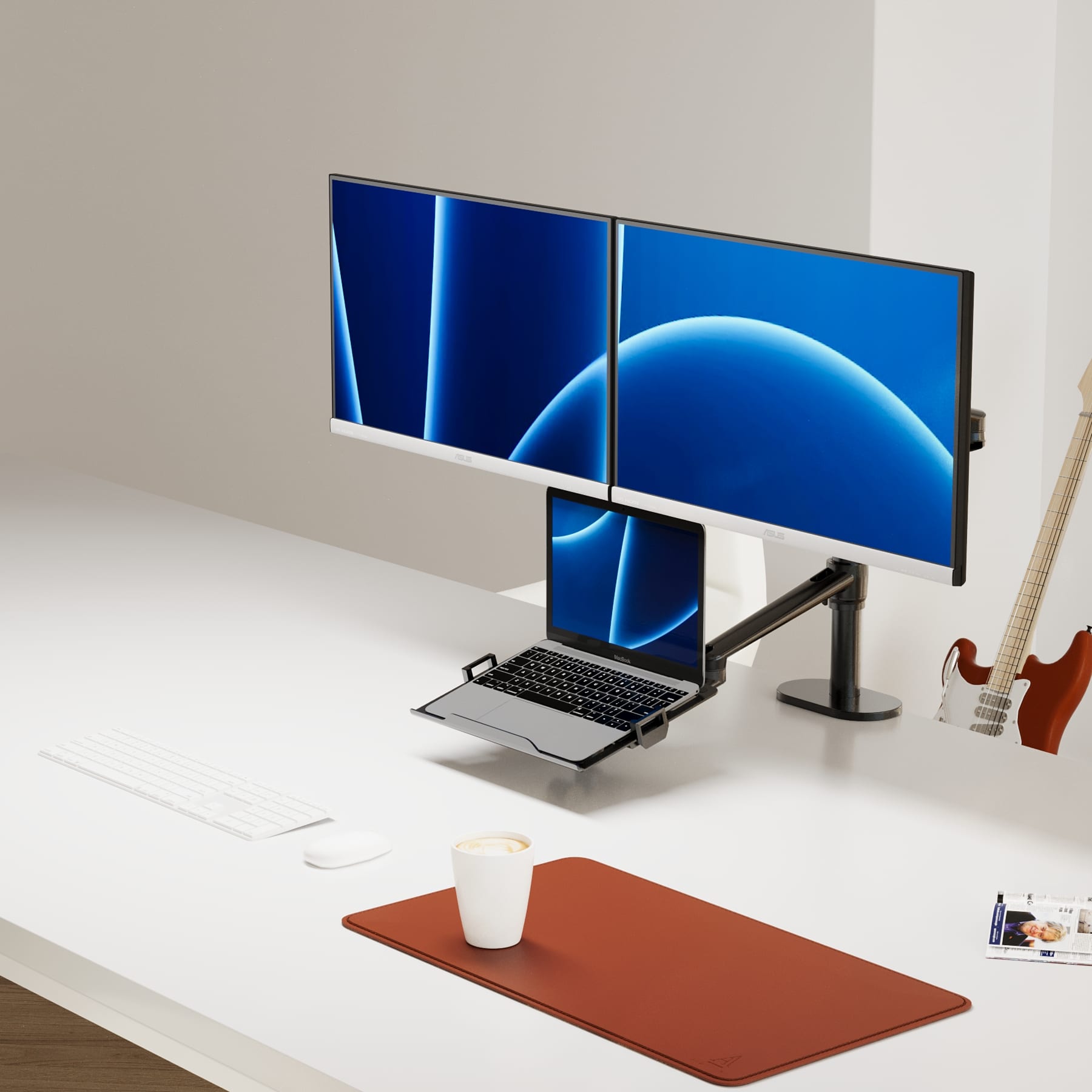 Alberenz dubbele monitorarm met laptop standaard - Alberenz -