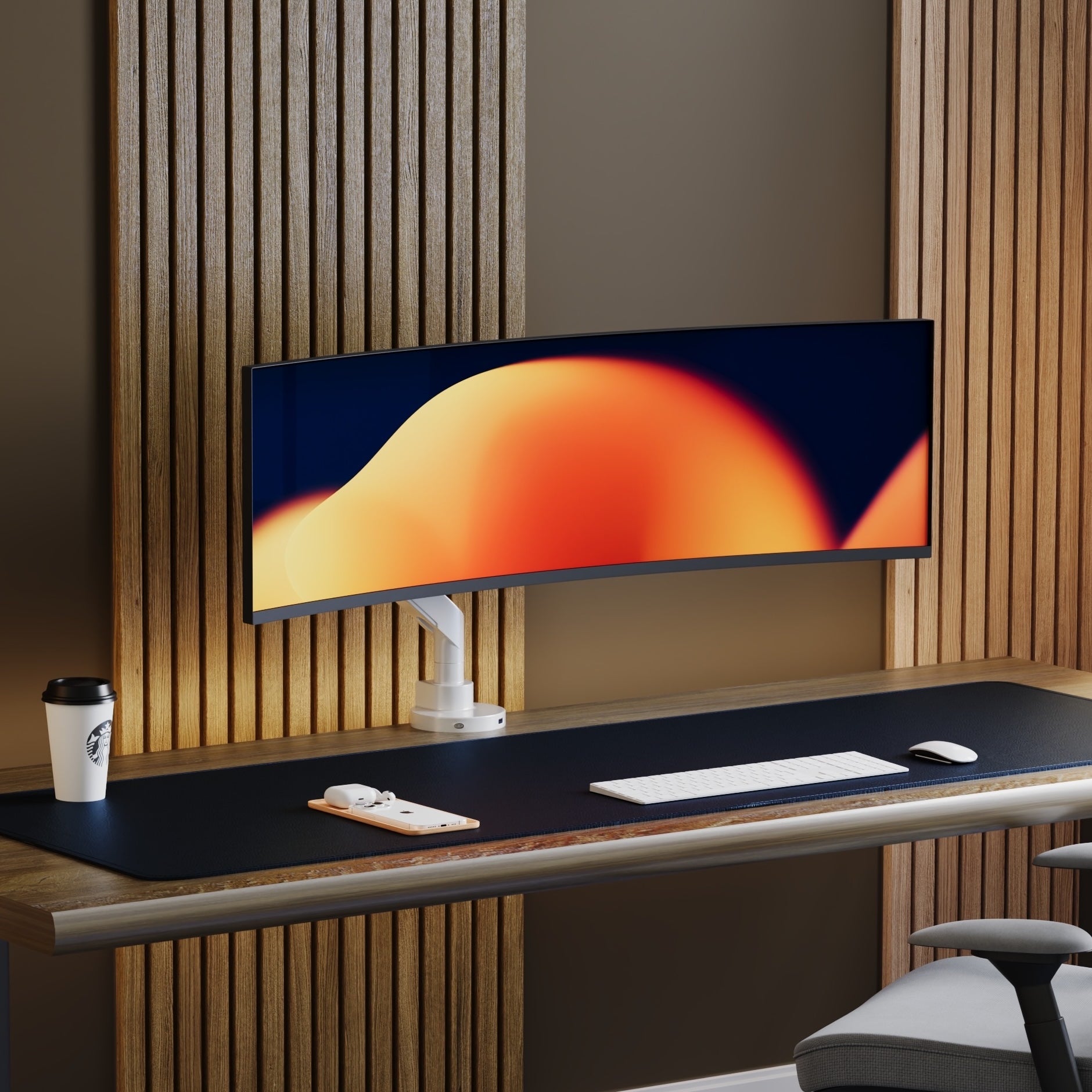 Alberenz® Heavy Duty Gas Spring Monitor Mount White (up to 57 inches) - Alberenz - Monitor mount