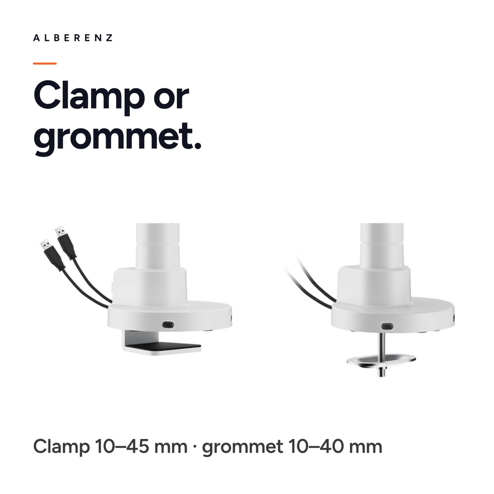 Alberenz® Heavy Duty Gas Spring Monitor Mount White (up to 57 inches)