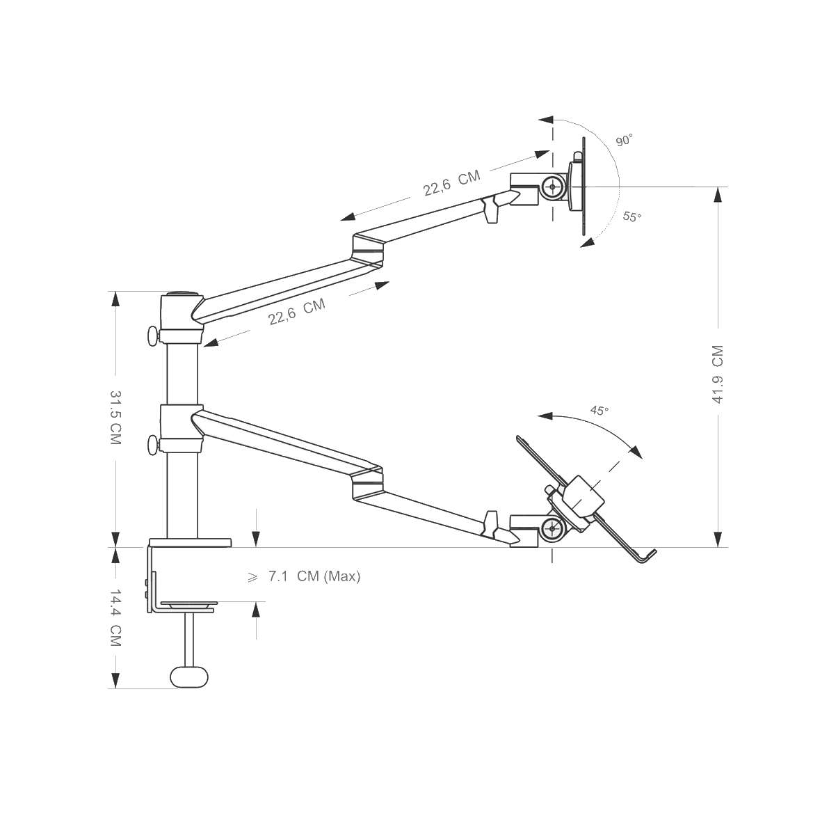 Alberenz® Laptop Monitor Arm Silver - Alberenz -