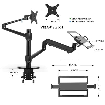 Alberenz laptop monitor arm with gas spring black - Alberenz -