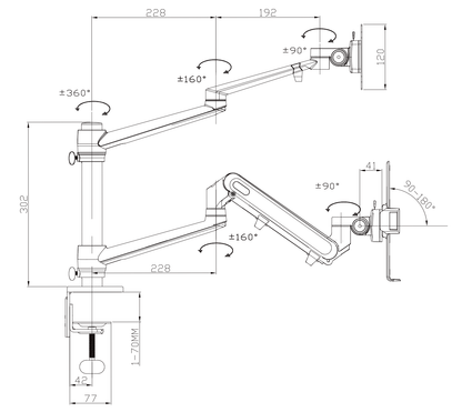 Alberenz® laptop monitor arm with gas spring black - Alberenz - 