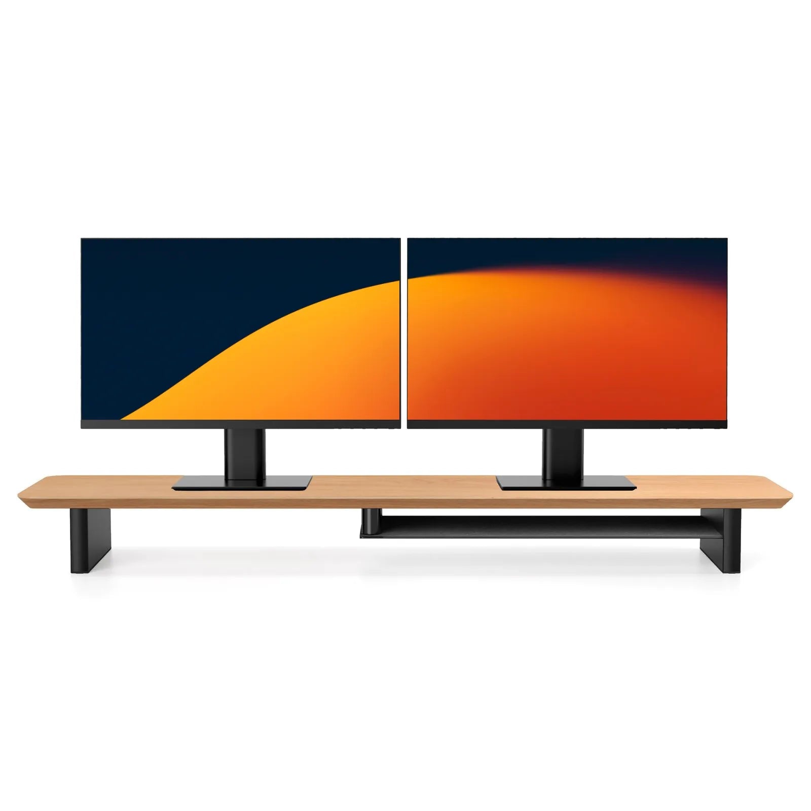 Alberenz® Oak Wooden Monitor Riser - 2 Monitors - Alberenz - Monitor riser