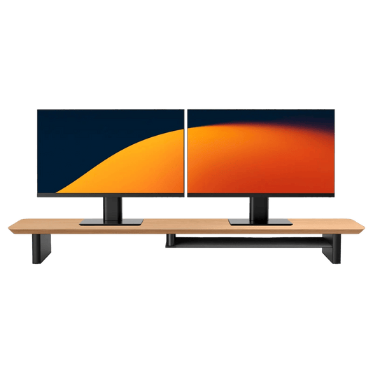 Alberenz® Oak Wooden Monitor Riser - 2 Monitors - Alberenz - Monitor riser