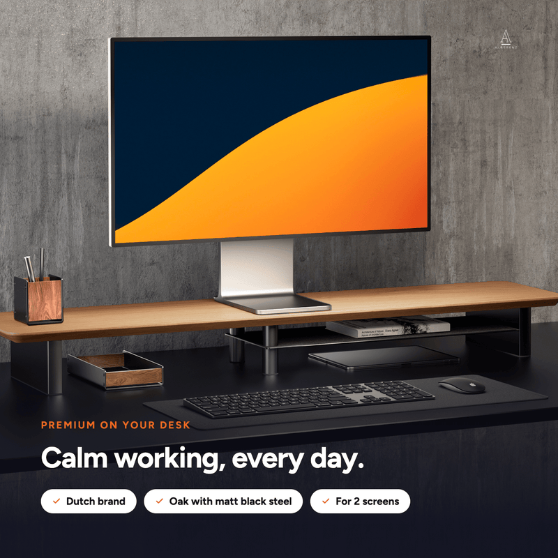 Alberenz® Monitorständer aus Eichenholz - 2 Monitore