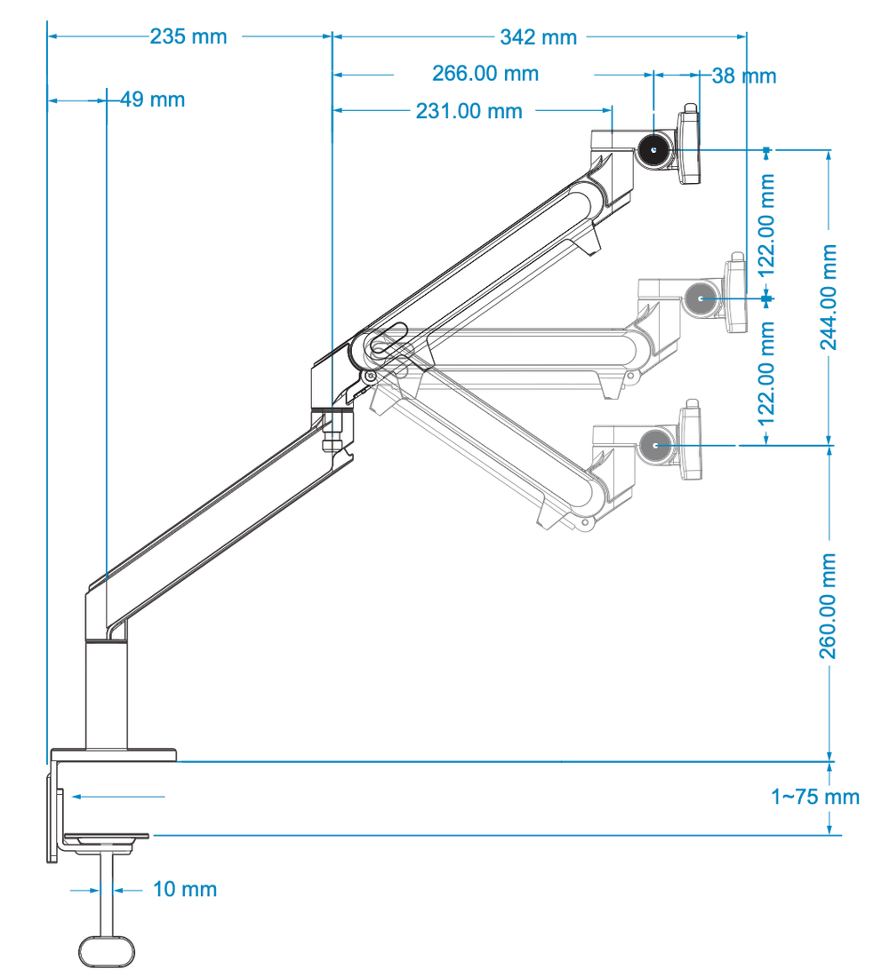 Alberenz® Einzel-Monitorarm mit Gasfeder, dunkelgrau