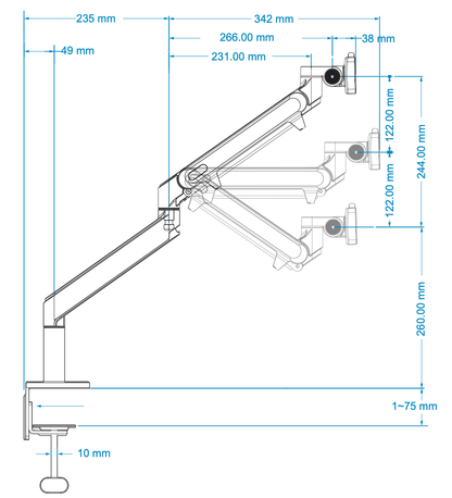 Alberenz® Single Monitor Arm Gas Spring Dark Gray - Alberenz - 