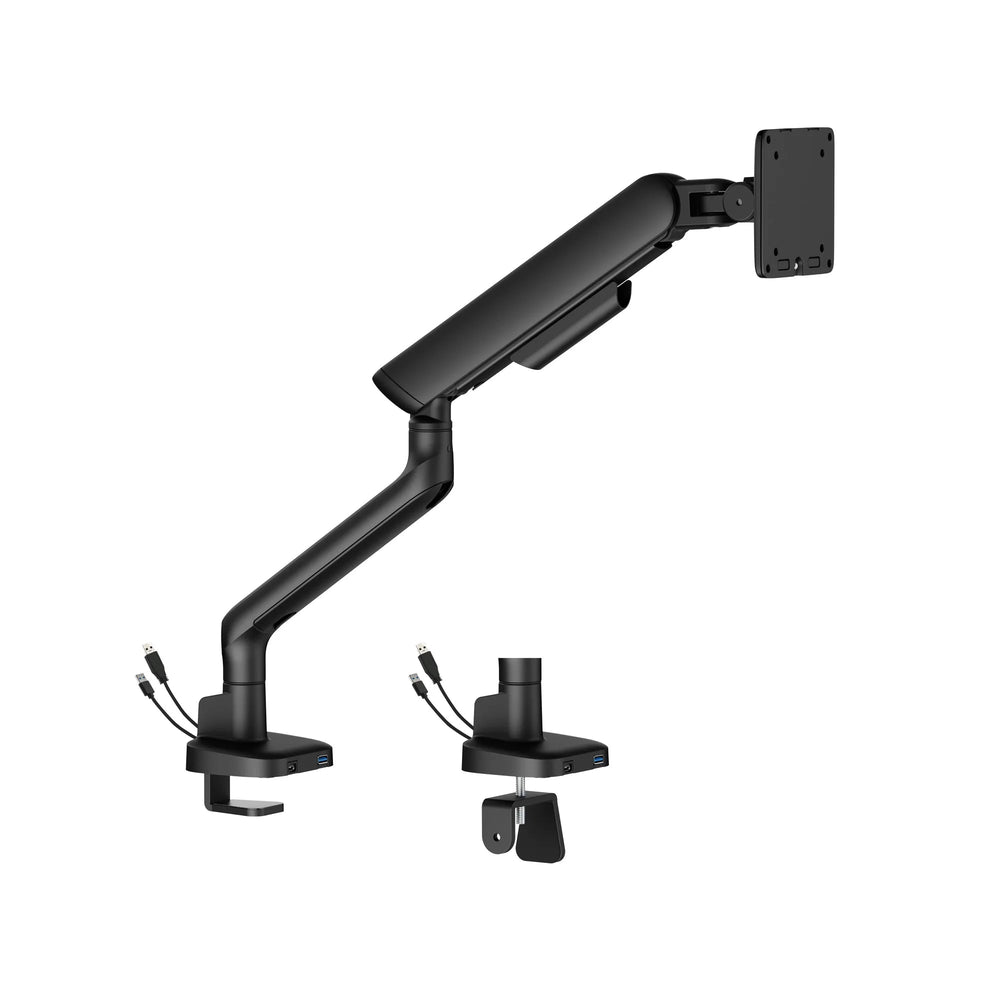 Alberenz® Einzelner Monitorarm mit USB-C & USB-A — Schwarz
