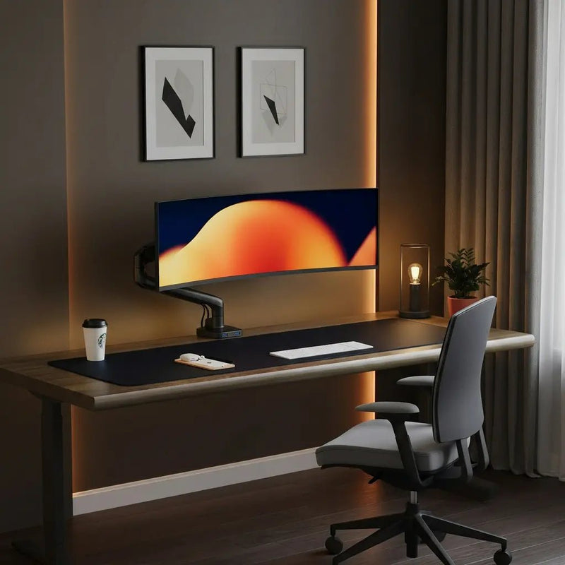 Alberenz® Einzelner Monitorarm mit USB-C & USB-A — Schwarz