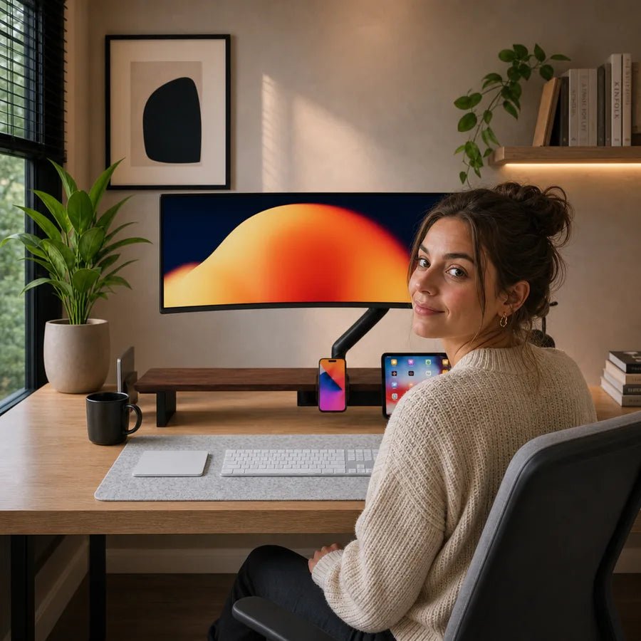 Alberenz® Einzelner Monitorarm mit USB-C & USB-A — Schwarz