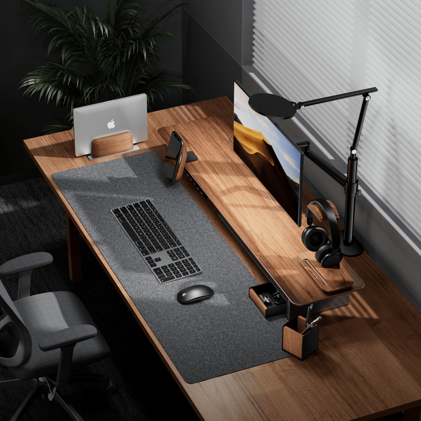 Alberenz® Walnut Headphone Stand with Pen Holder – Stylish Organization for Your Workspace - Alberenz - 