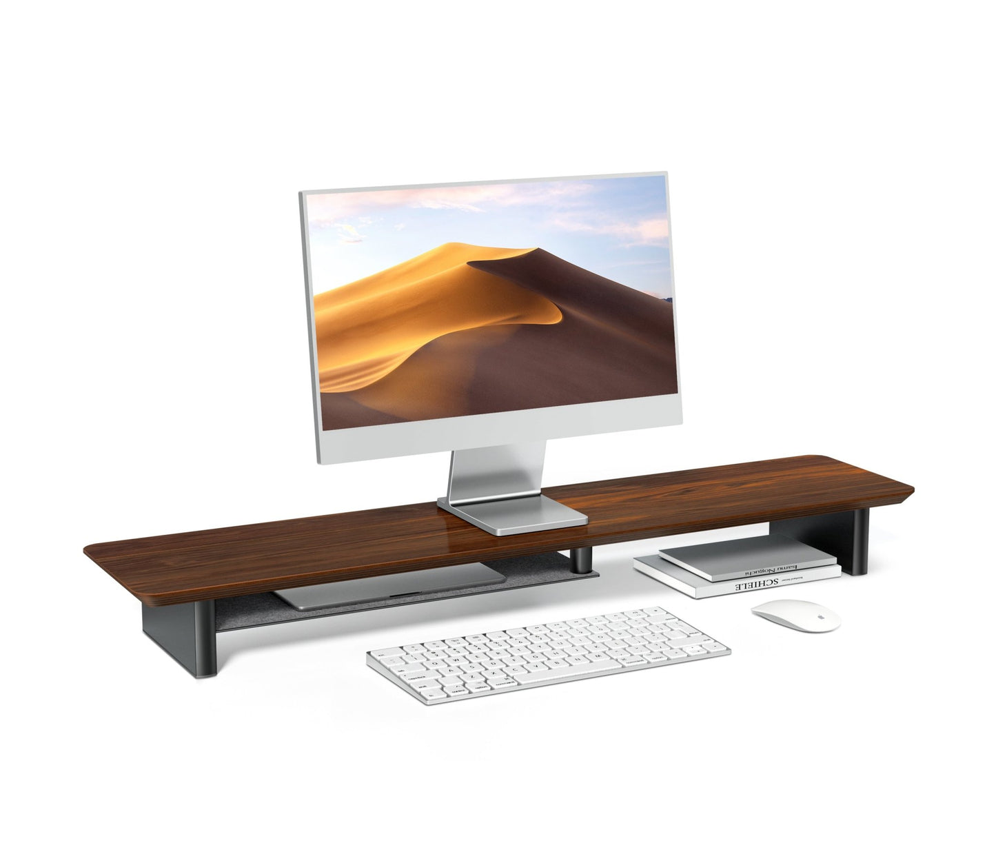 Alberenz® Walnut Wooden Monitor Riser - 2 Monitors - Alberenz - 