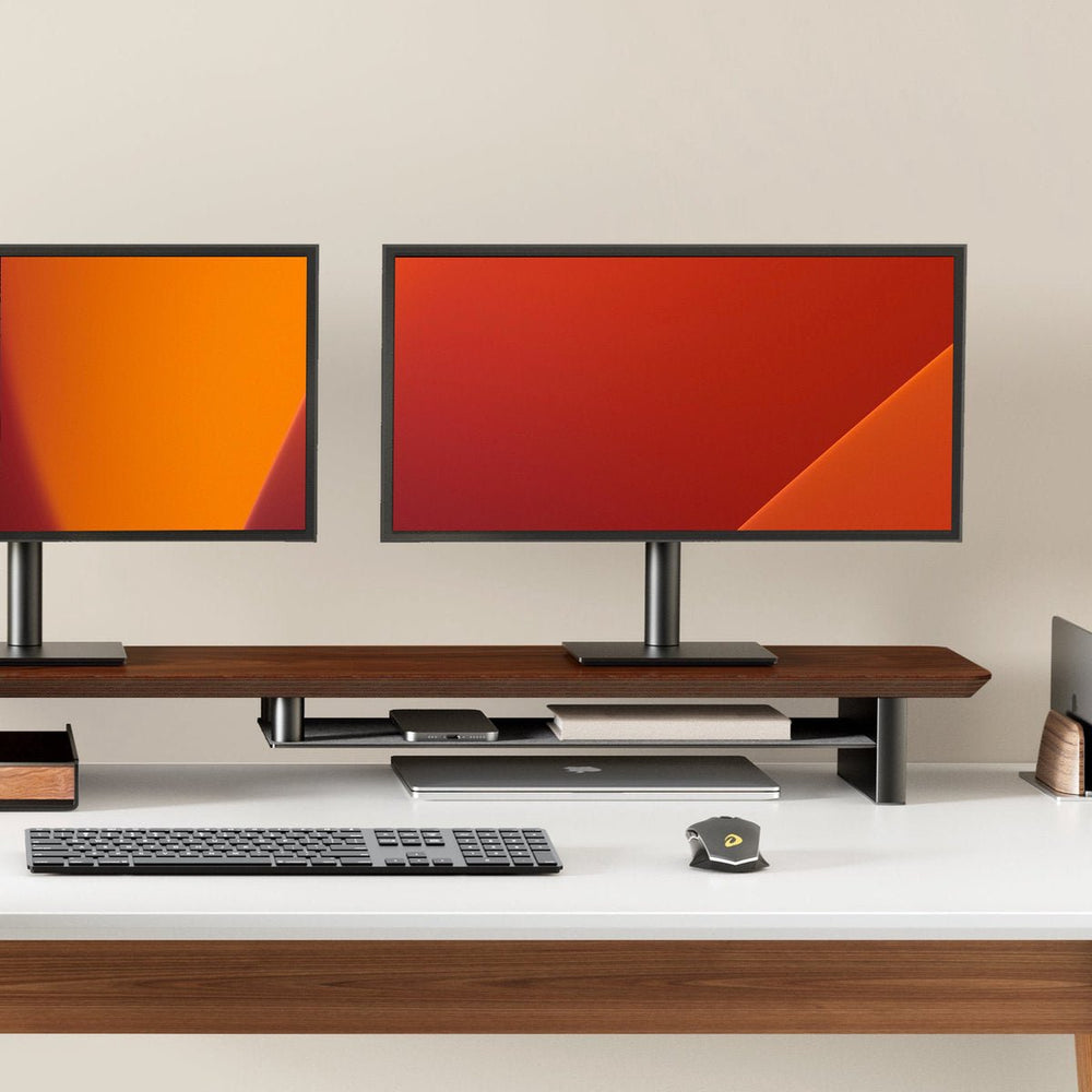 Alberenz® Monitorständer aus Walnussholz - 2 Monitore