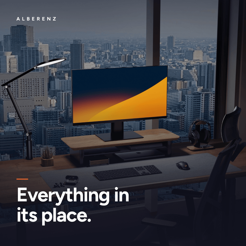 Alberenz® Monitorständer aus Eichenholz - 1 Monitor