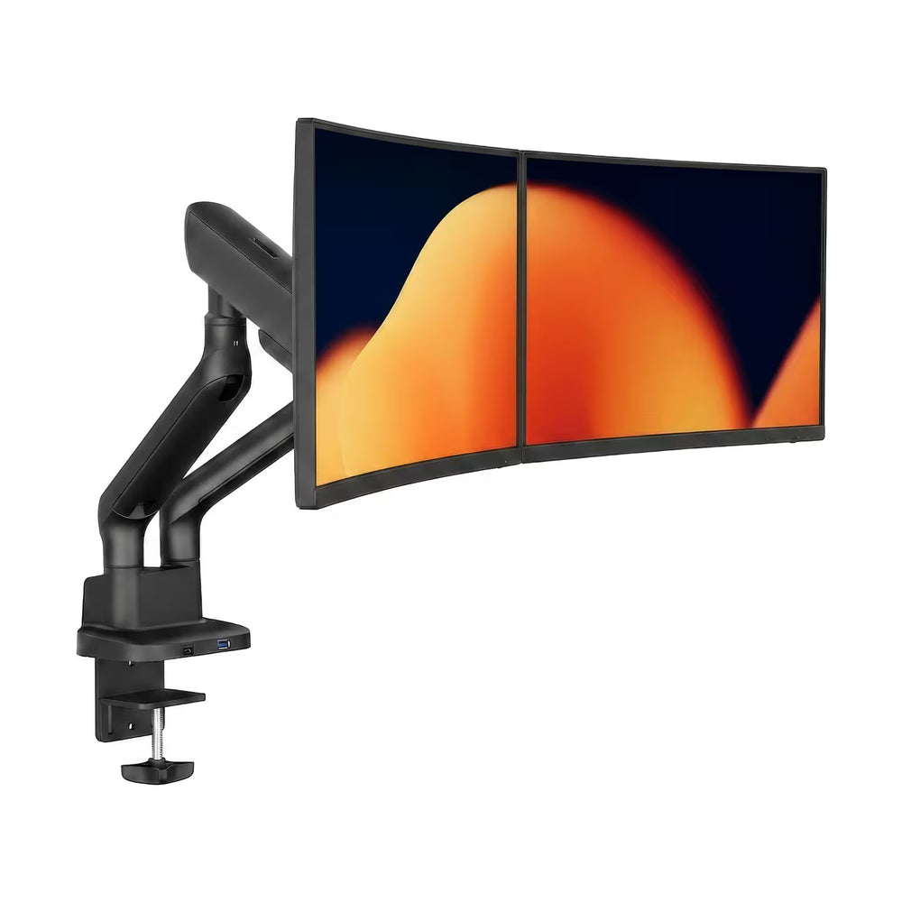 Alberenz Doppel-Monitorhalter Gasfeder - Bis zu 35" - Mit USB - Schwarz
